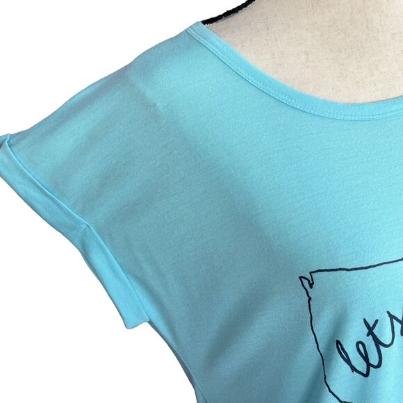 Style & Co Petite Small Top "Explore" Dolman Sleeve Lightweight Burnout Blue New - Picture 2 of 8